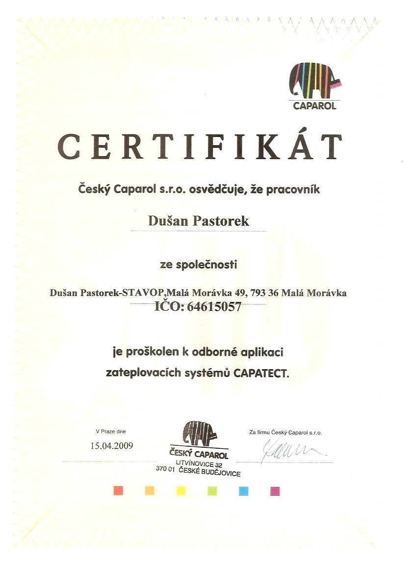 Certifikat-caparol